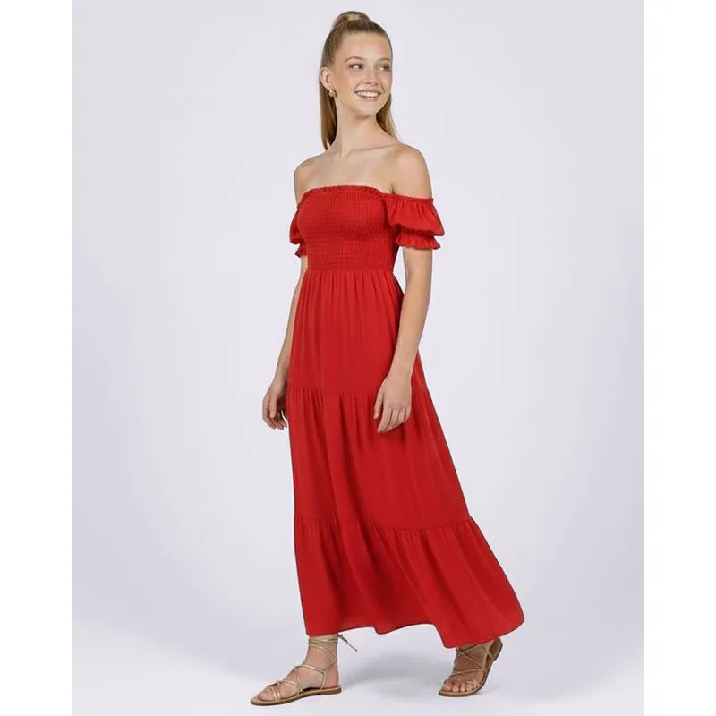 Vestido Juvenil Longo Ciganinha Três Marias com Lastex Vermelho 14