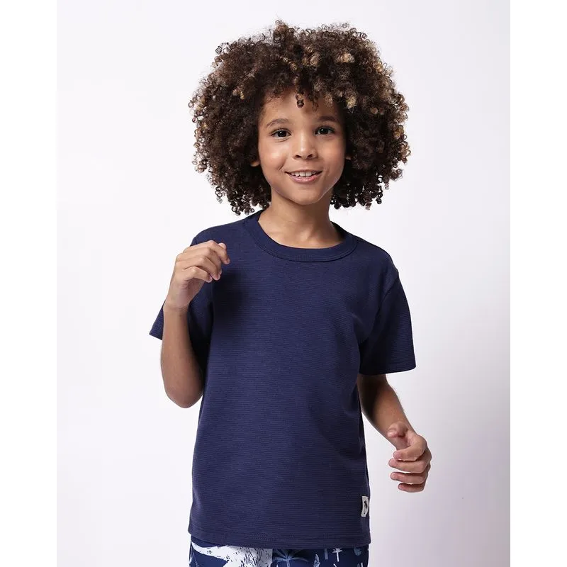 Camiseta Infantil Manga Curta Texturizado Marinho 10