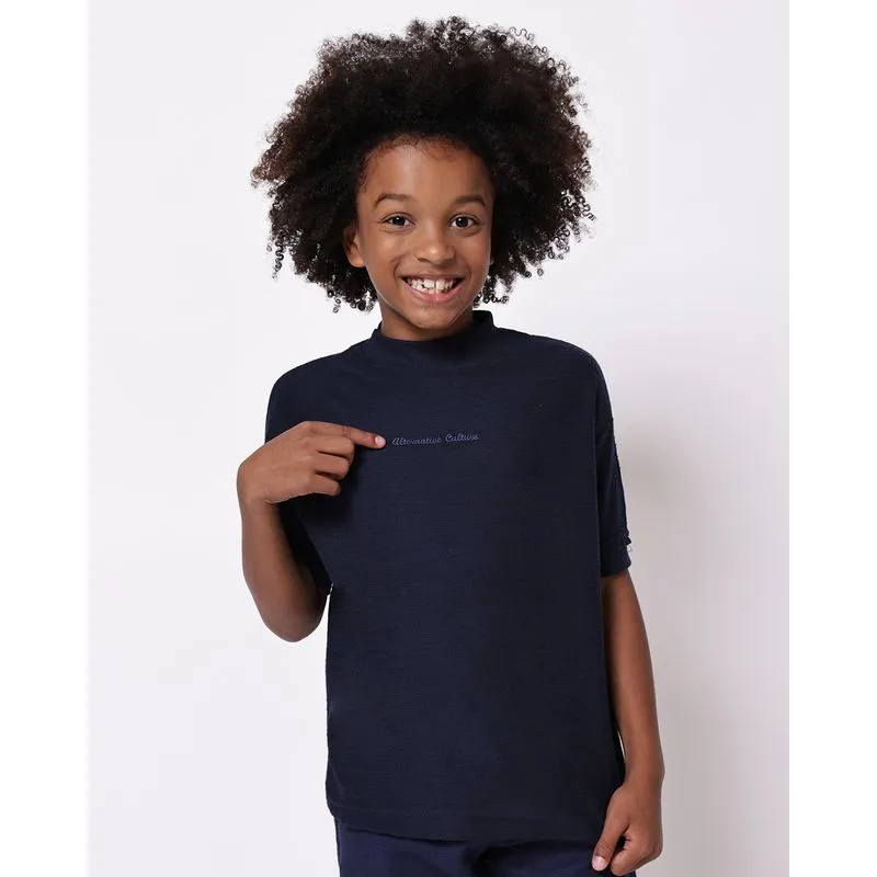 Camiseta Infantil Texturizada Manga Curta Marinho 4