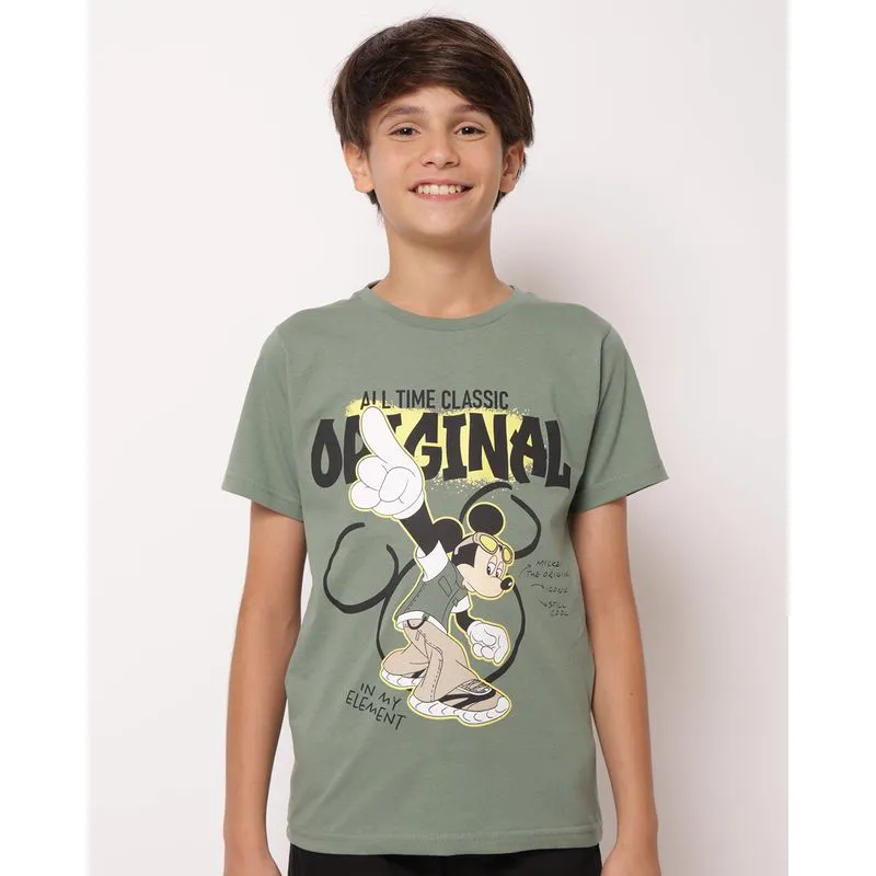 Camiseta Juvenil Algodão Disney Estampada Mickey Verde 10