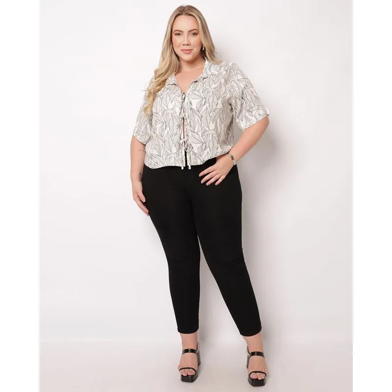 Calça Jeans Plus Size Feminina Sawary Skinny Preta 48