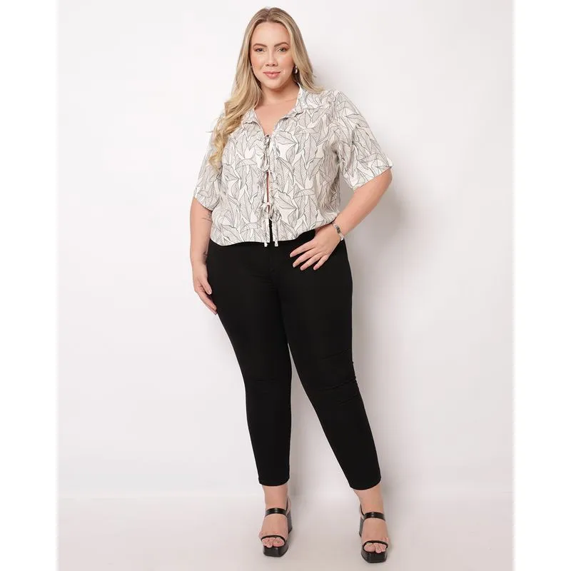 Calça Jeans Plus Size Feminina Sawary Skinny Preta 50