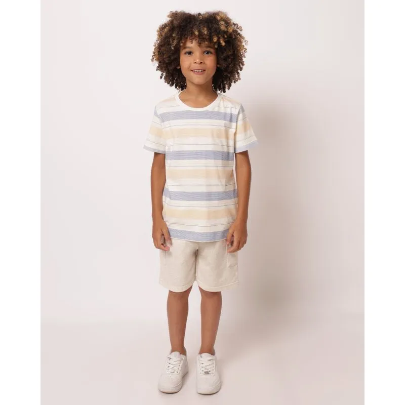 Bermuda Infantil Linho Cargo Off White 10