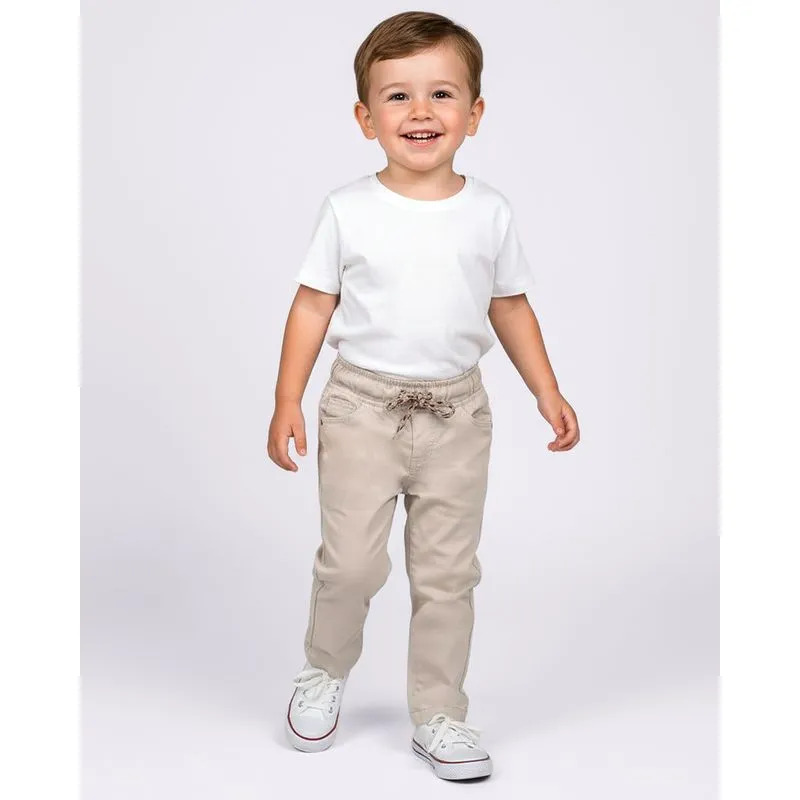 Calça Sarja Bebê com Bolsos Bege 1