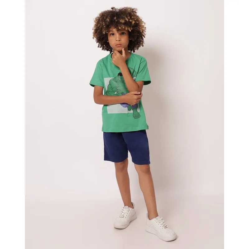 Bermuda Infantil Texturizada com Cordão Marinho 14
