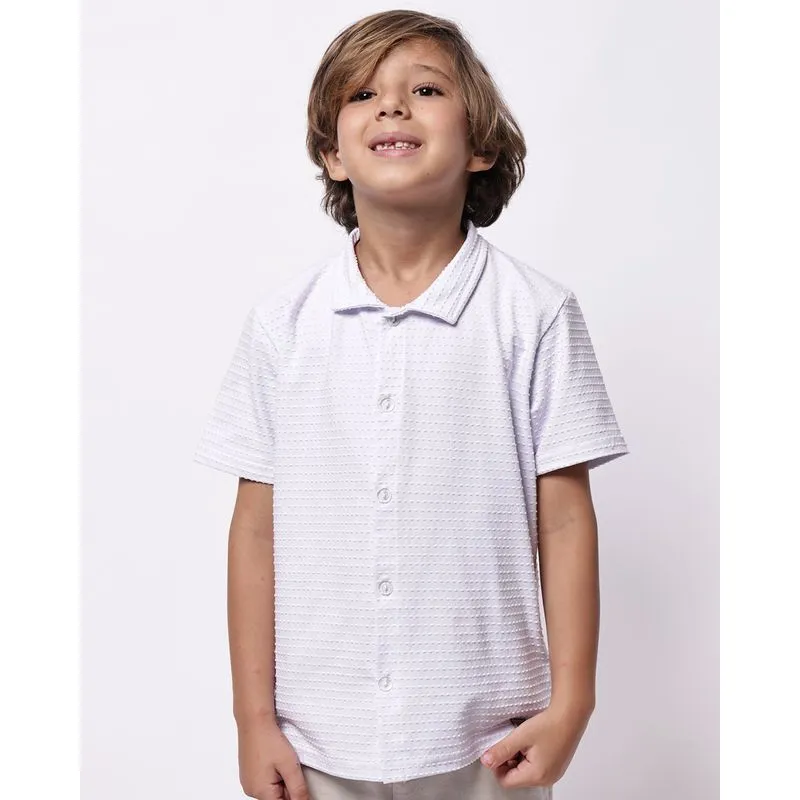 Camisa Infantil Texturizada Manga Curta Branca 6