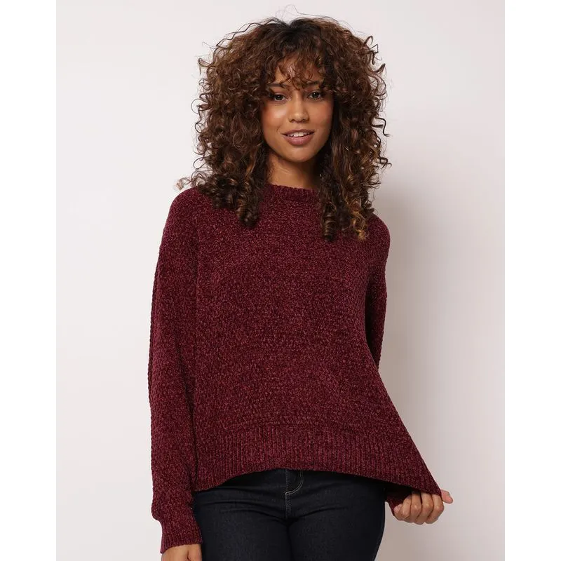 Suéter Feminino Tricô Donatta Chenille Vinho G