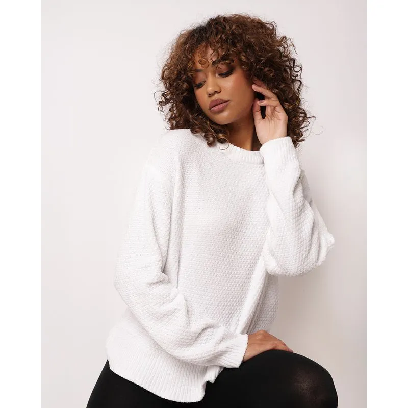 Suéter Feminino Tricô Chenille Branco P