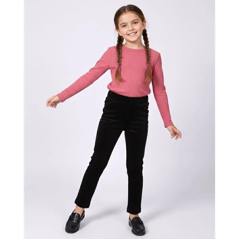 Calça Infantil Reta Cotelê com Bolsos Preta 8