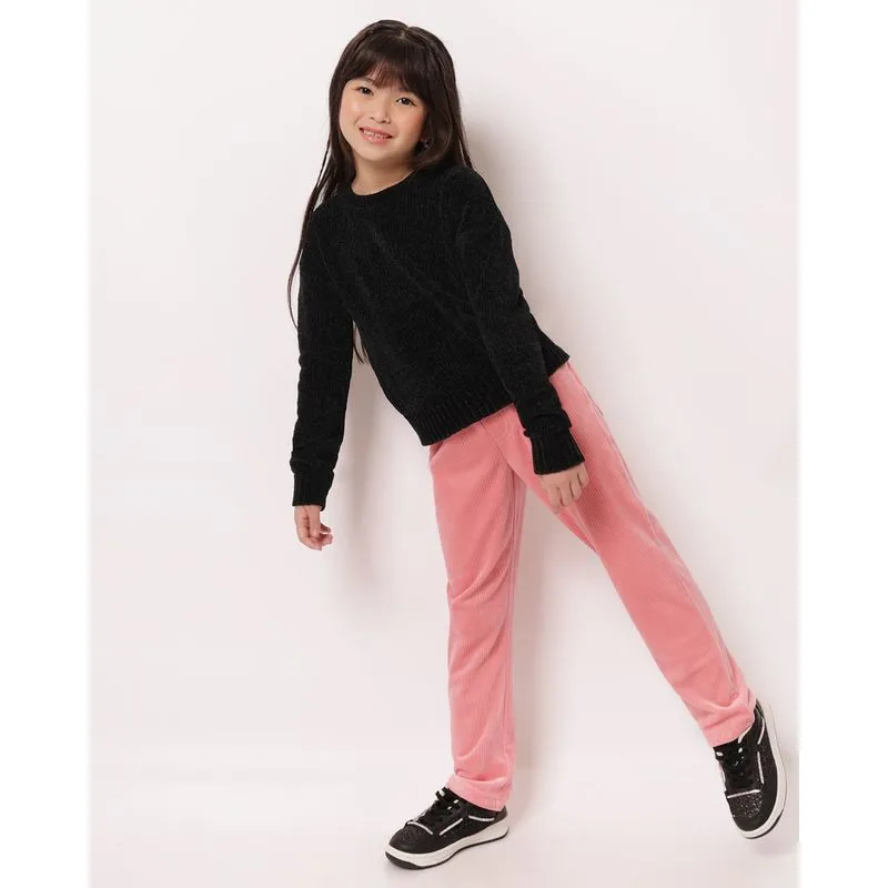 Calça Infantil Reta Cotelê com Bolsos Rosa 4