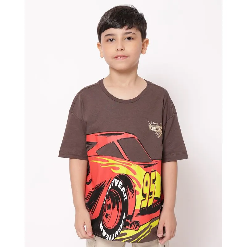Camiseta Infantil Algodão Disney Carros Relâmpago McQueen Marrom 4
