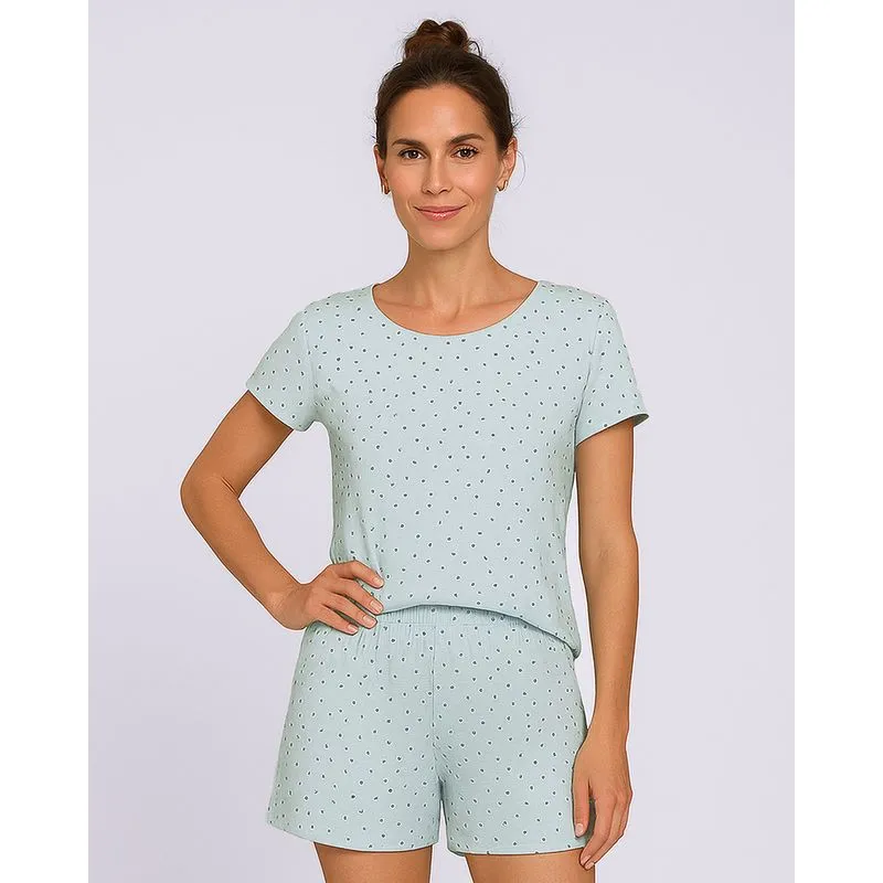 Pijama Feminino Curto Estampado Verde GG