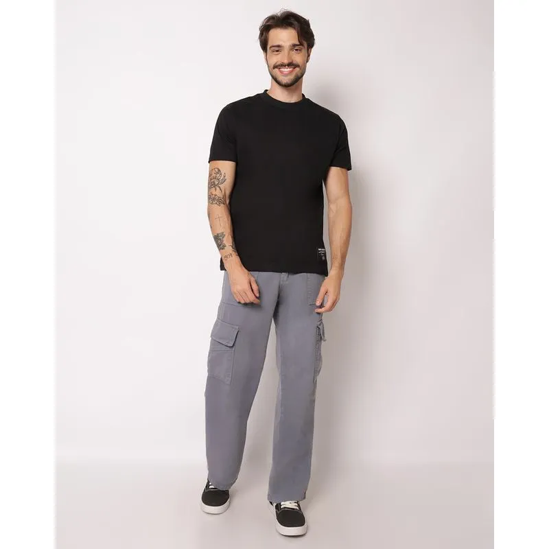 Calça Sarja Masculina Cargo Cinza 36
