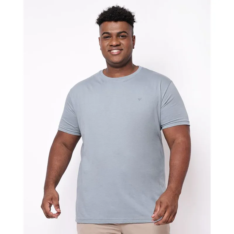 Camiseta Plus Size Masculina Algodão Manga Curta Azul G3