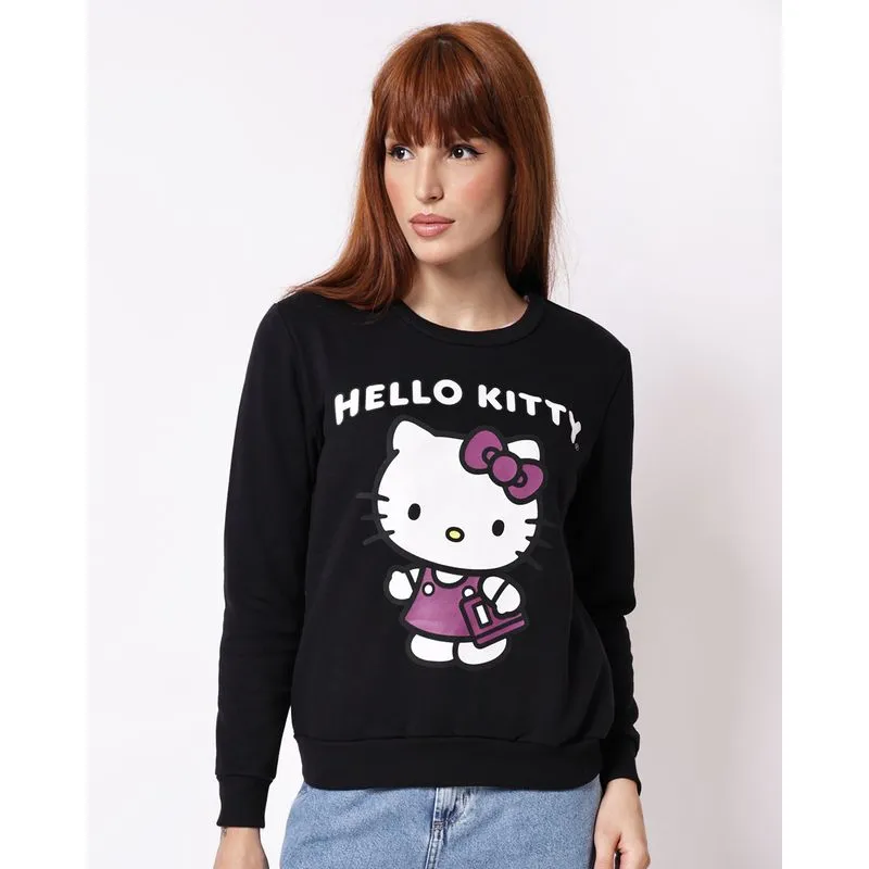 Blusão Moletom Feminina Sanrio Hello Kitty Preto P