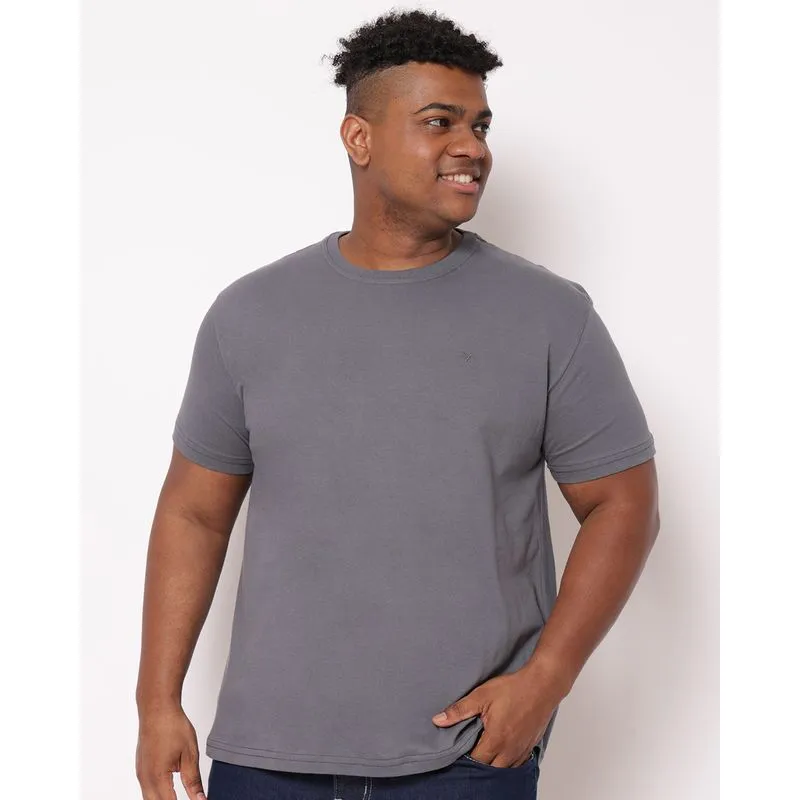 Camiseta Plus Size Masculina Algodão Cinza G2