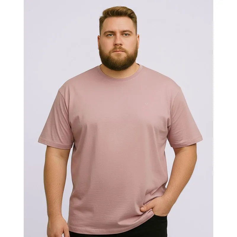 Camiseta Plus Size Masculina Algodão Básica Rosa G2