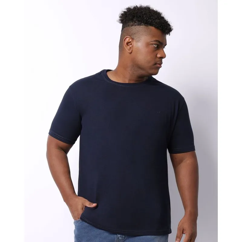 Camiseta Plus Size Masculina Algodão com Bordado Marinho G2