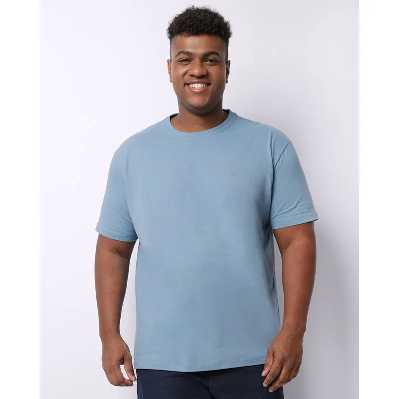 Camiseta Plus Size Masculina Algodão com Bordado Azul G5