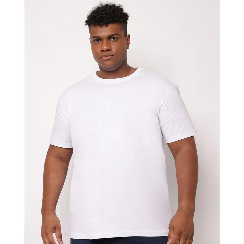 Camiseta Plus Size Masculina Básica Algodão Branca G3