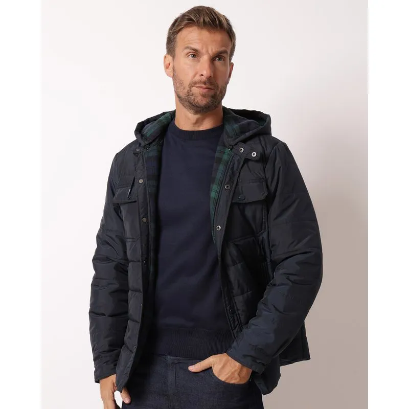Casaco Masculino Puffer com Capuz Marinho M