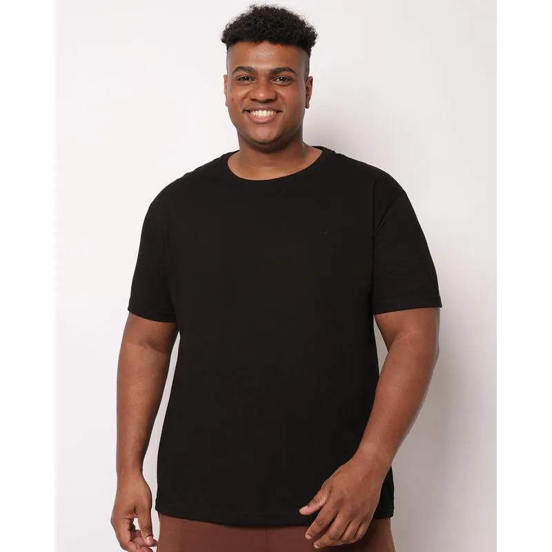 Camiseta Plus Size Masculina Algodão Básica Manga Curta Preta G2