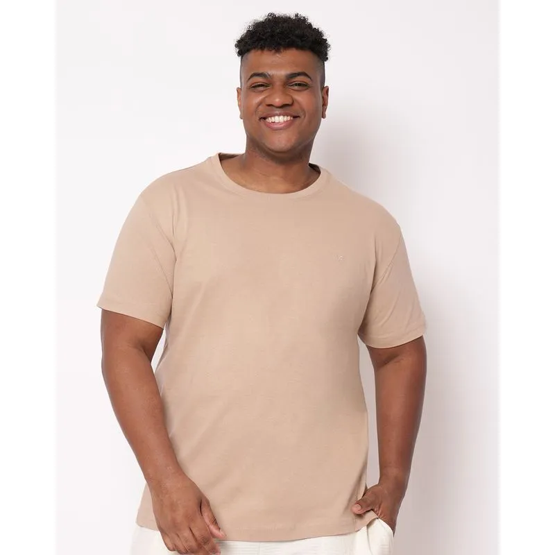 Camiseta Plus Size Masculina Algodão Bege G4