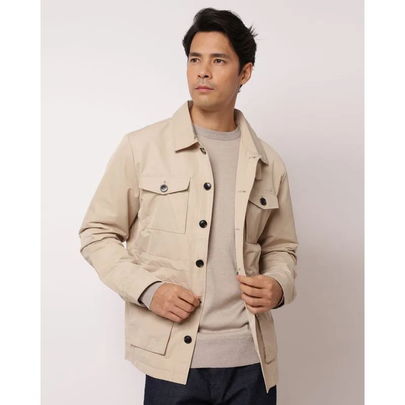 Jaqueta Masculina Parka com Bolsos Bege P