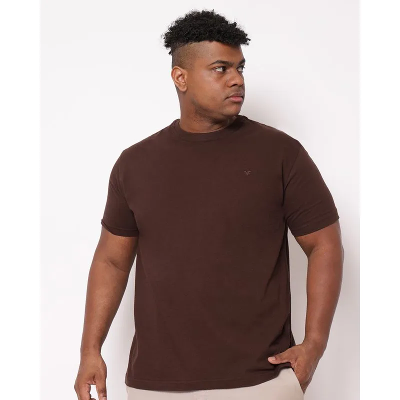 Camiseta Plus Size Masculina Algodão Básica Marrom G2
