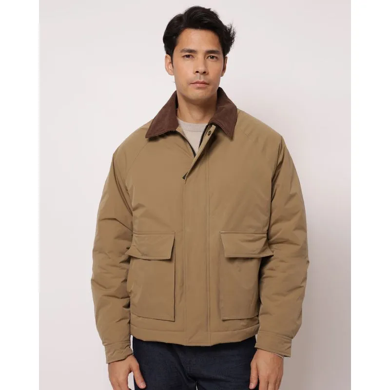 Jaqueta Masculina com Bolsos Bege Escuro PP