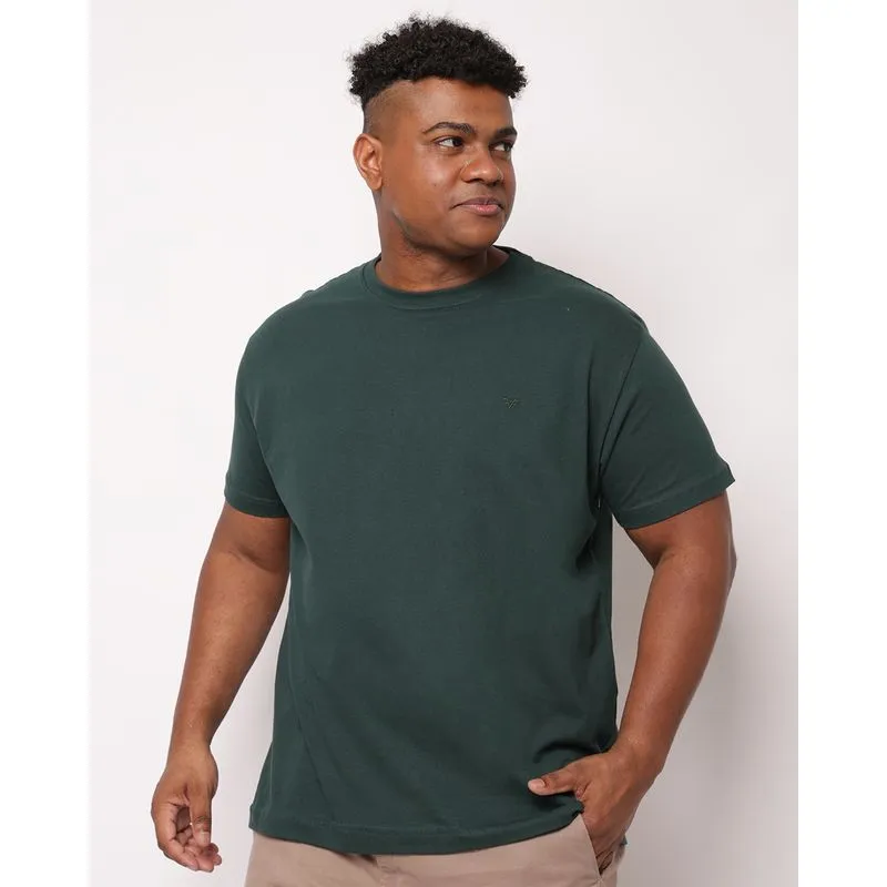 Camiseta Plus Size Masculina Algodão Básica Manga Curta Verde G3
