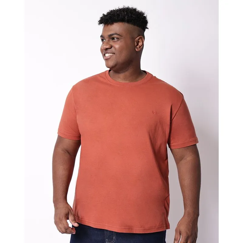 Camiseta Plus Size Masculina Algodão com Bordado Terracota G1