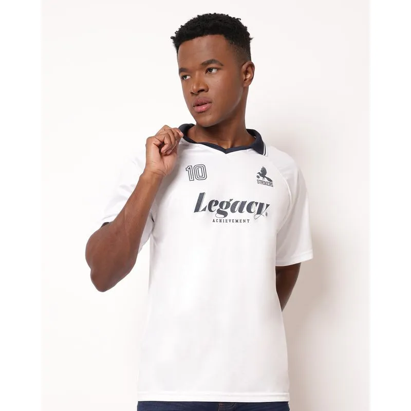 Camisa Polo Masculina com Estampa Frontal Branca G