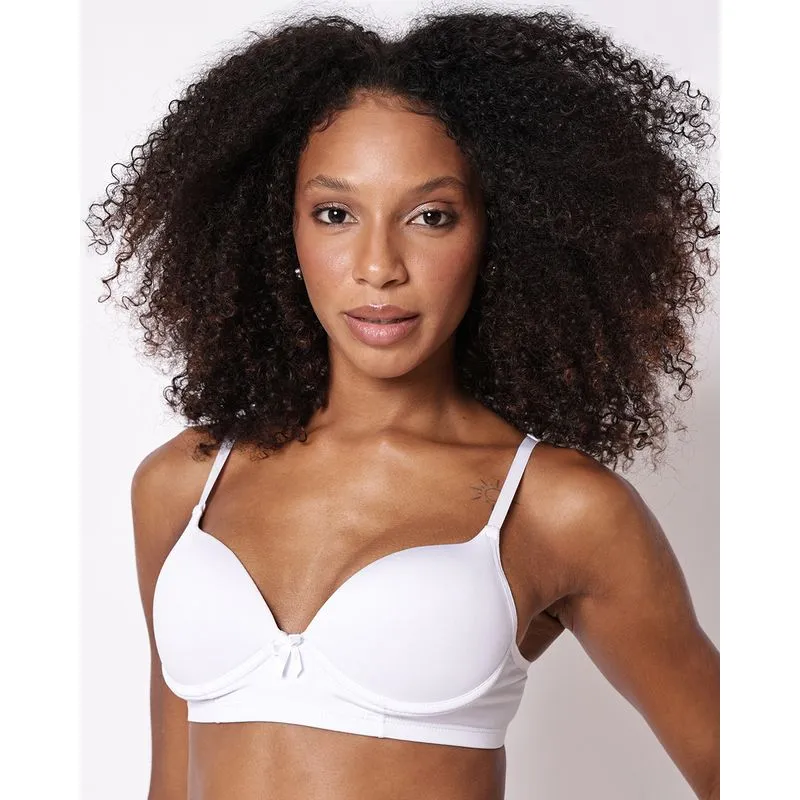 Sutiã Feminino Bojo Base Liso com Lacinho Branco 46