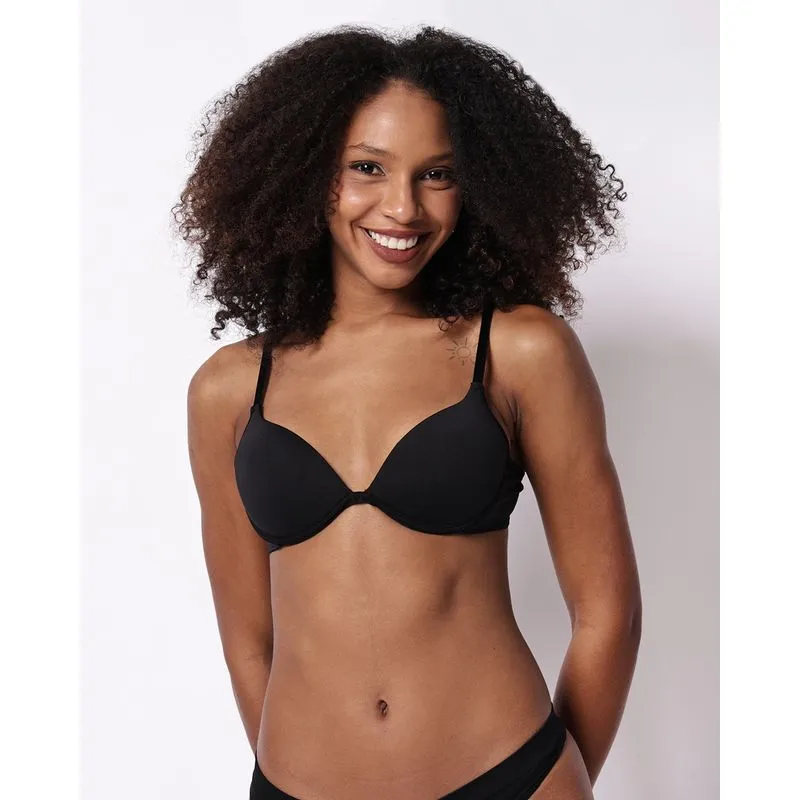 Sutiã Feminino Push Up com Bojo Liso Preto 44