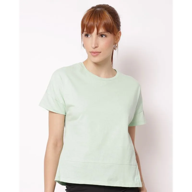 Camiseta Fitness Feminina Fitter Algodão com Recortes Verde M