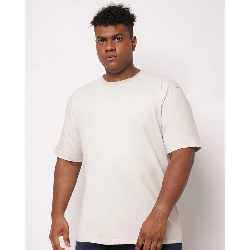 Camiseta Plus Size Masculina Algodão Básica Off White G2