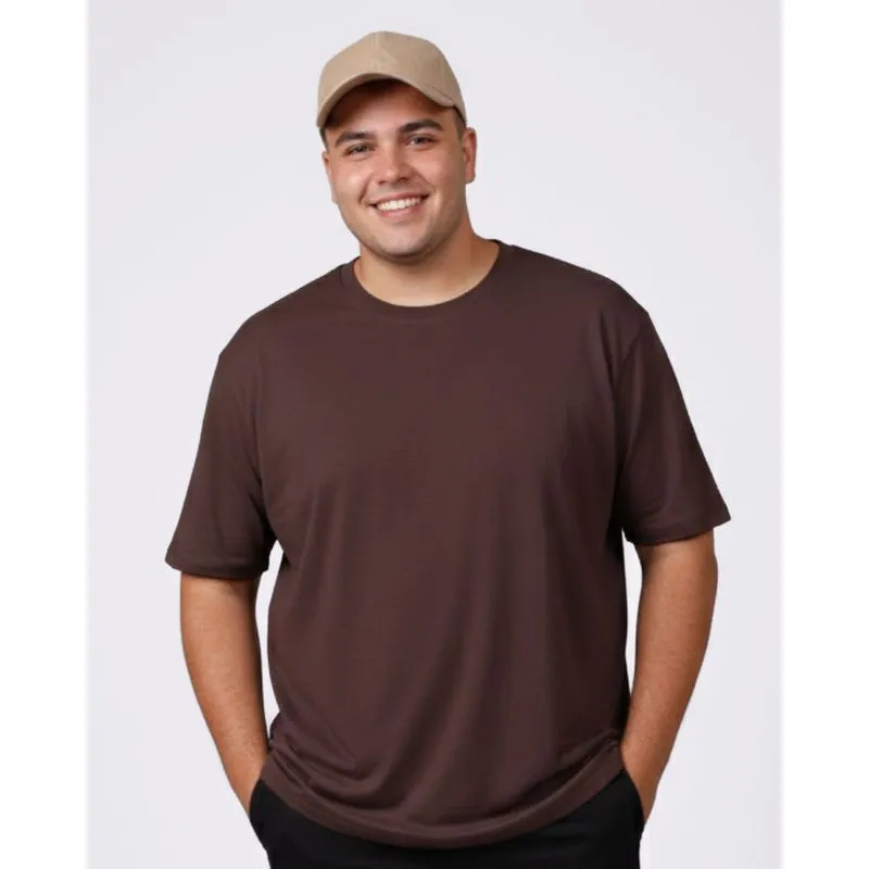 Camiseta Plus Size Masculina Manga Curta Marrom G4