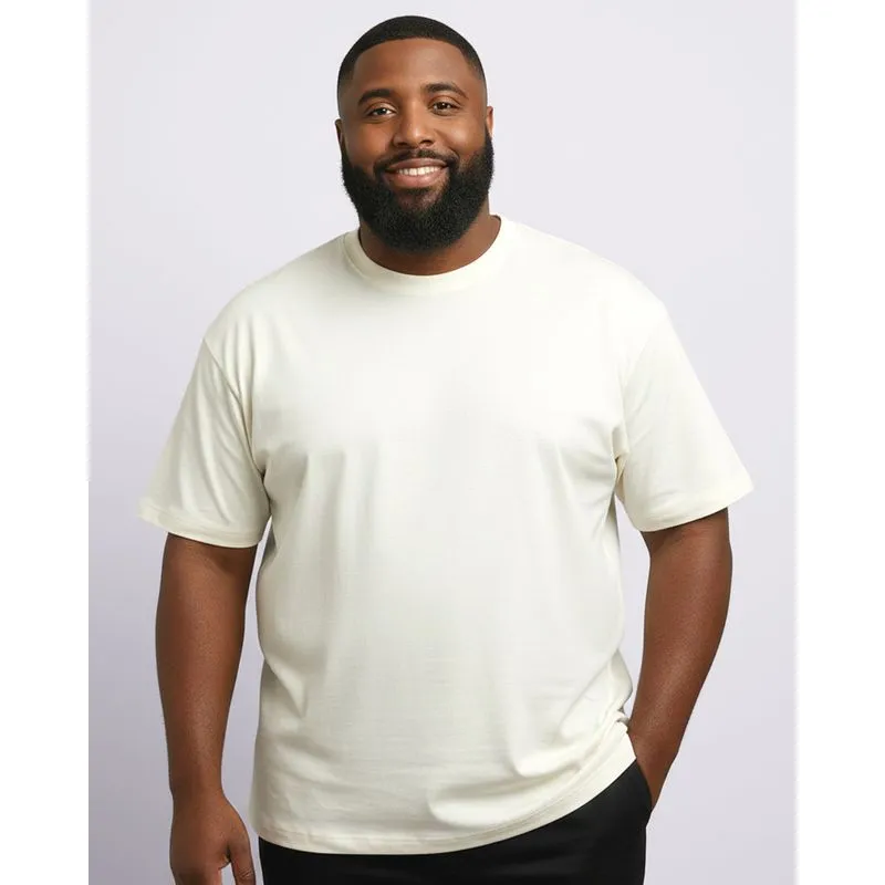 Camiseta Plus Size Masculina Básica Manga Curta Off White G5