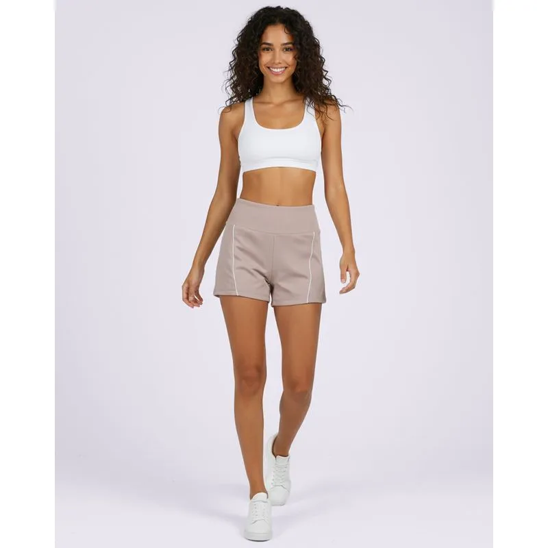 Short Feminino Fitness Suplex Cós Largo com Viés Bege M