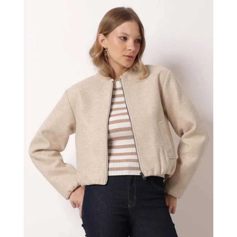 Jaqueta Feminina com Bolsos Bege P