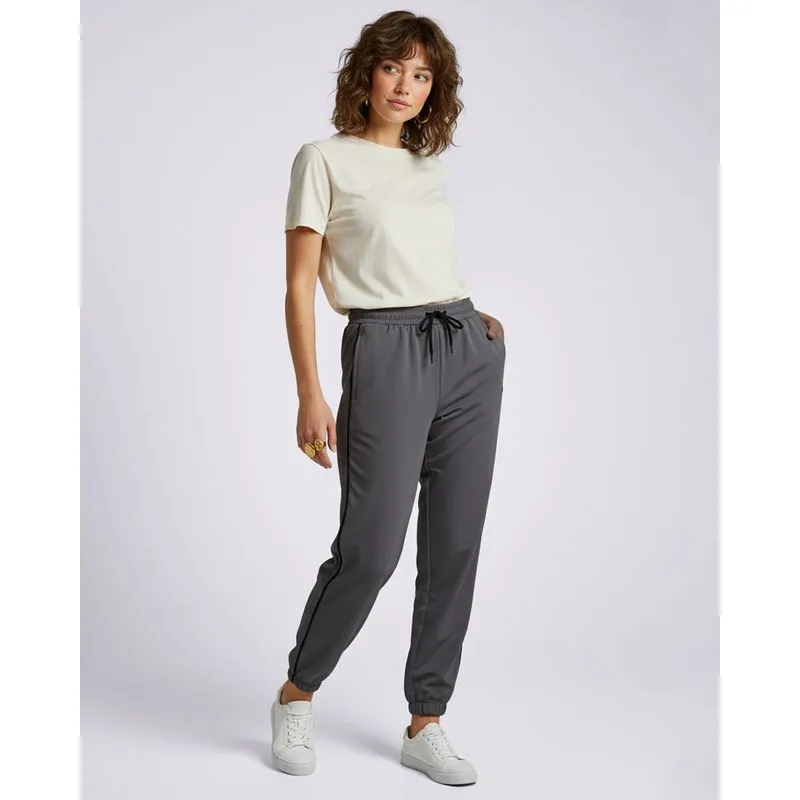 Calça Fitness Feminina Jogger Cós com Elástico Listras Cinza P