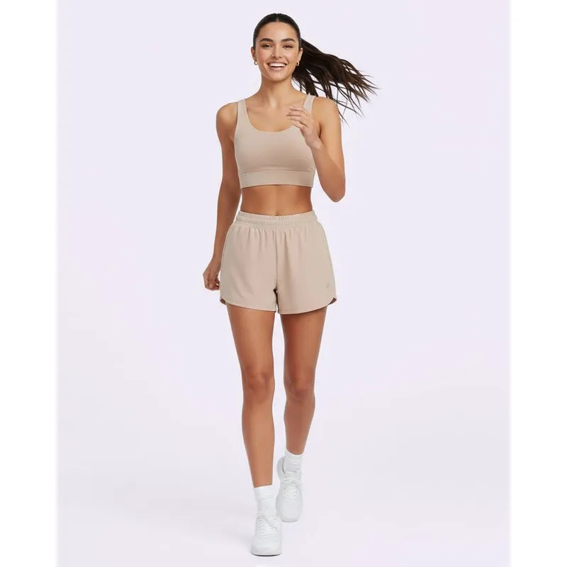 Shorts Fitness Feminino com Recorte Lateral Bege P