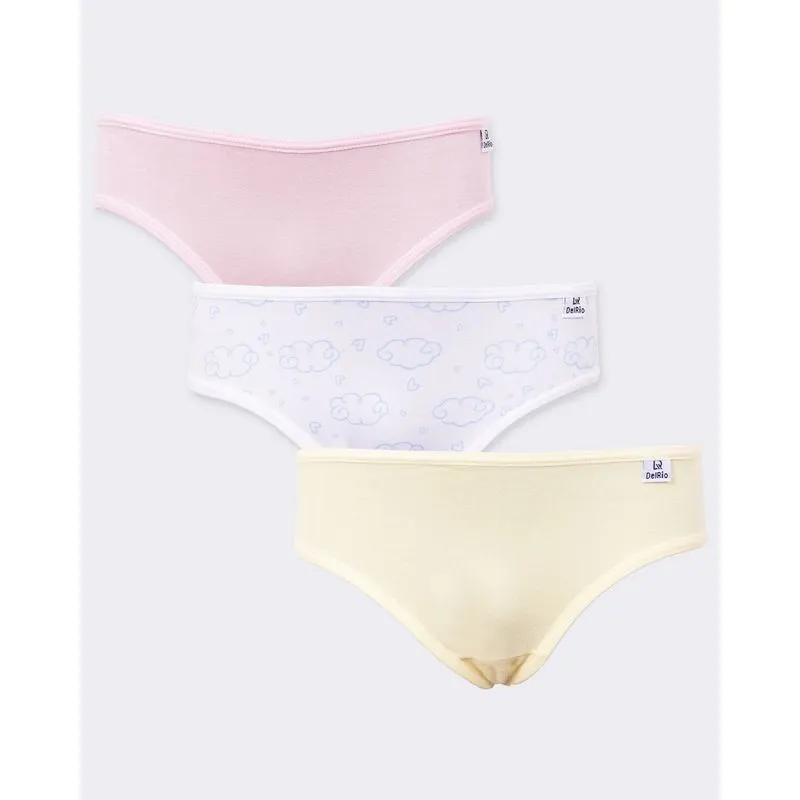 Kit 3 Calcinhas Biquíni Infantil DelRio Estampas Sortidas Amarela G