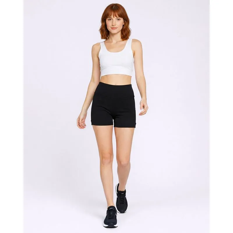 Short Fitness Feminino Curto Poliamida Canelado Fitter Preto GG