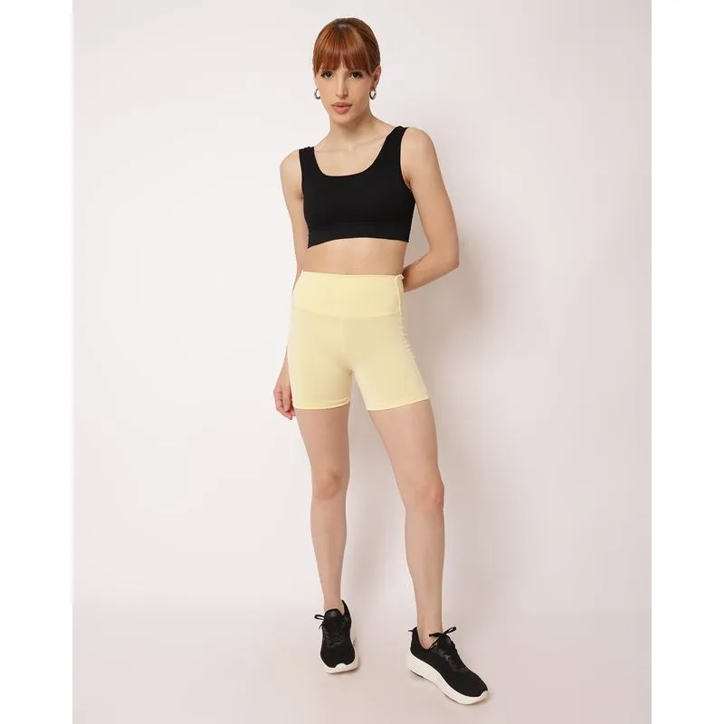 Short Fitness Feminina Fitter Suplex com Recortes Amarelo G