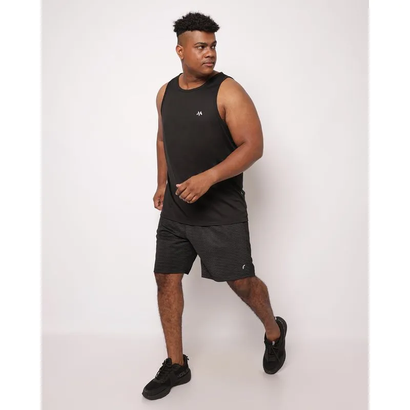 Bermuda Esportiva Plus Size Masculina Dry Fit Estampada com Bolsos Preta G1