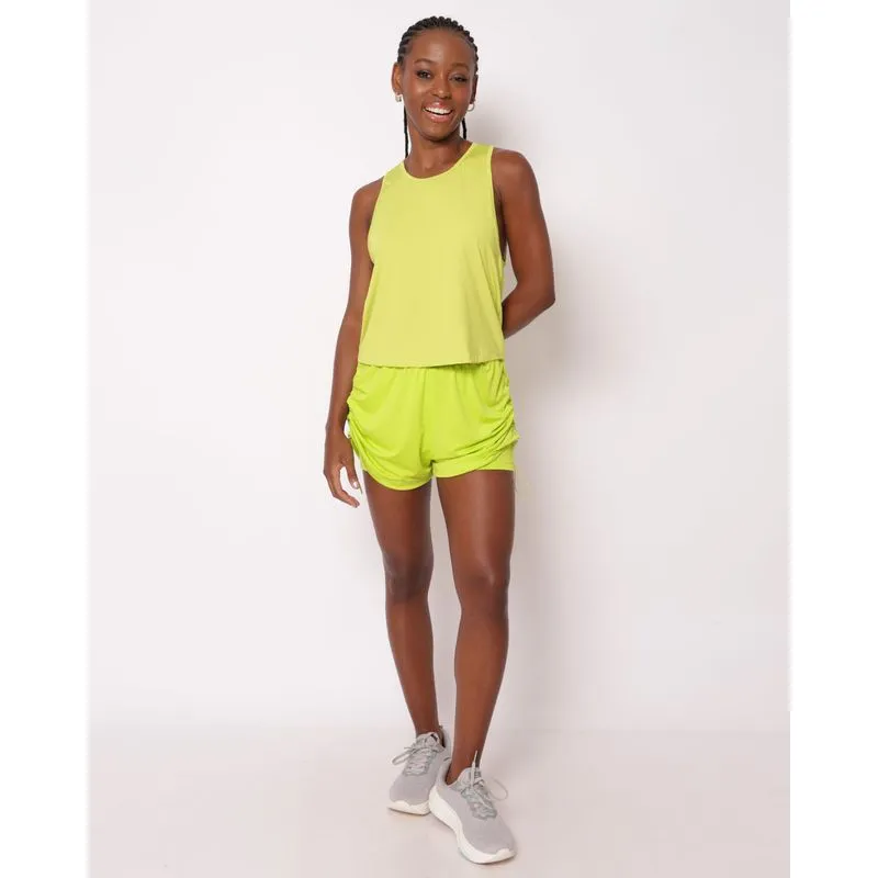 Short Fitness Feminino Fitter Com Colissê Neon Verde M