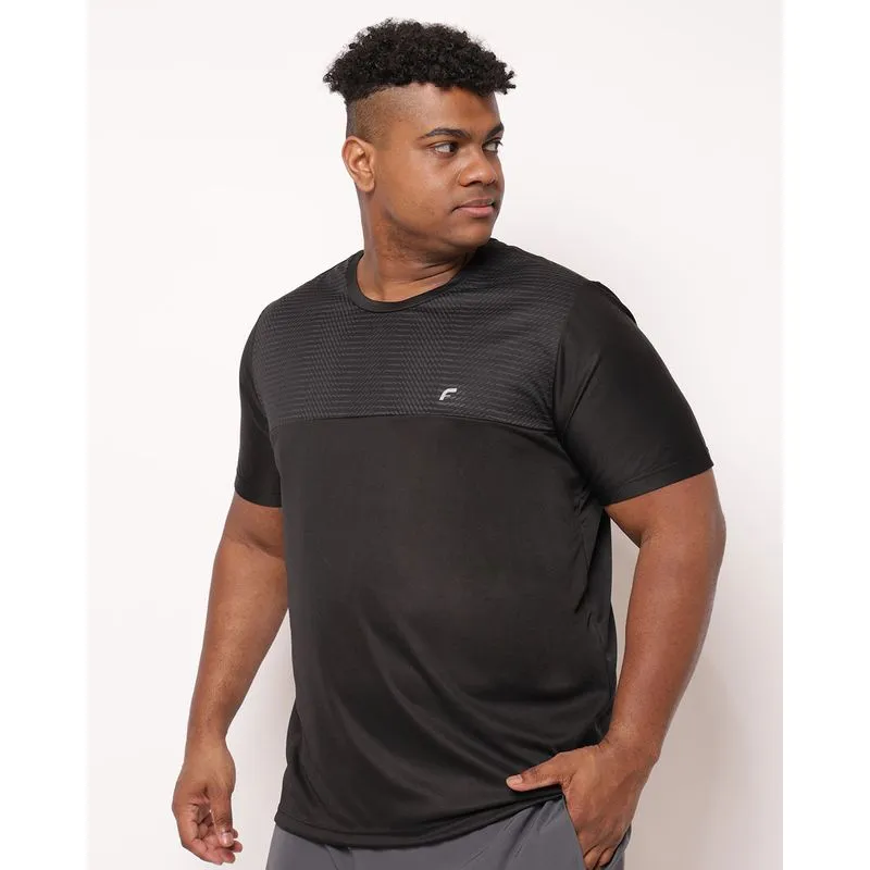 Camiseta Plus Size Masculina Dry Fit com Recorte Preta G5