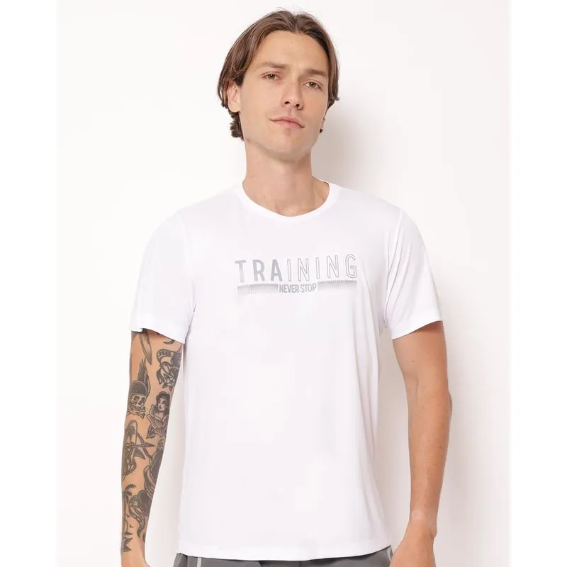 Camiseta Masculina Dry Fit Estampa Branca GG